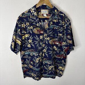 Vintage Kalaheo RJC Hawaiian Men XL Button Shirt Cars Floral
